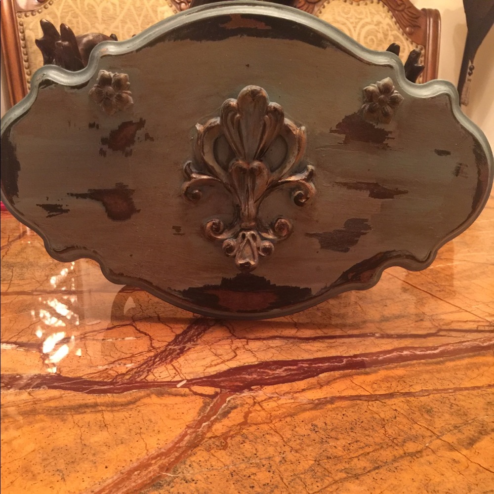 Distressed, antiqued French wall plaque